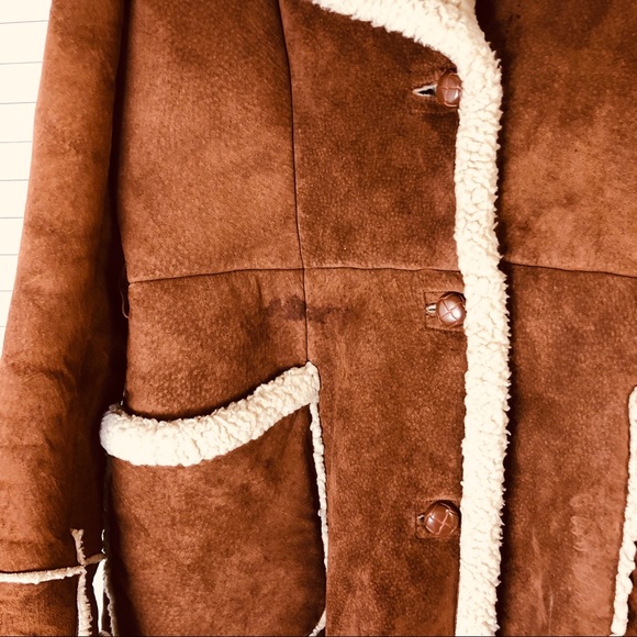 Maxima Wilsons Women Trim Suede Leather Long Coat - Picture 7 of 10